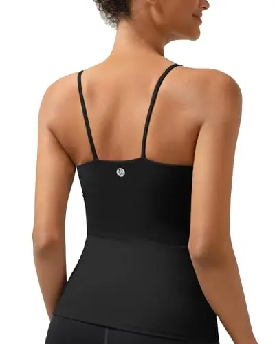 Running Girl shelf bra padded tank top in black for athletic wear