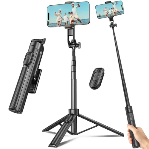 Liphisy compact selfie stick tripod with remote, folded small