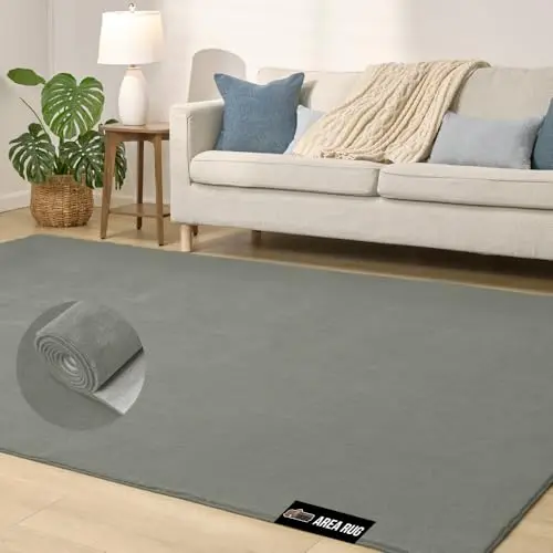 GORILLA GRIP gray solid low-pile area rug in a nursery setting