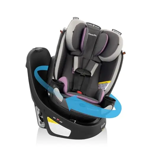 Evenflo Revolve360 Slim rotational car seat swiveling in a car