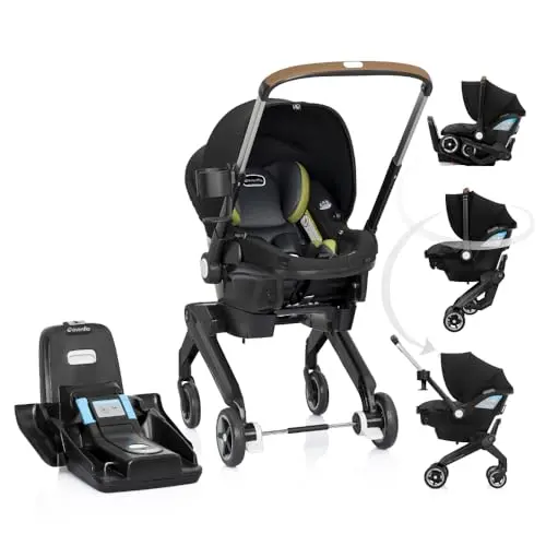 Evenflo Shyft DualRide infant car seat and stroller combo in green