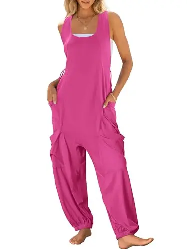 ANRABESS Women's Jumpsuit in hot pink