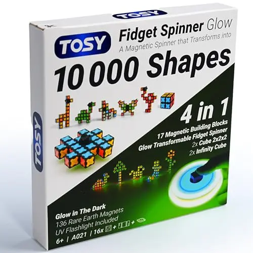 TOSY Magnet Fidget Spinner Glow transformed from a spinner into a small standing robot shape.