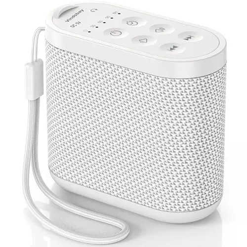 Vindsbay compact white portable sound machine with fabric finish and headphone jack