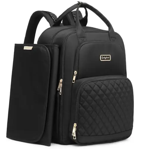 Qualyphant quilted black expandable diaper backpack for twins