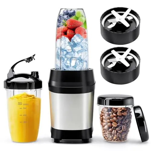 Nahida 1200W Blender with silver base and multiple portable cups