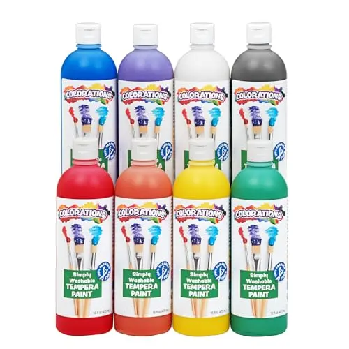 Colorations Paraben-Free Simply Washable Tempera Paint in 8 assorted colors