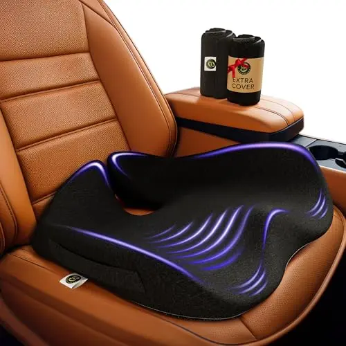 SitCushion extra large black memory foam seat cushion with an additional gray cover