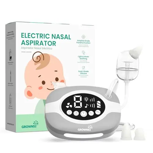 GROWNSY hospital-grade electric nasal aspirator with night light and soothing sounds