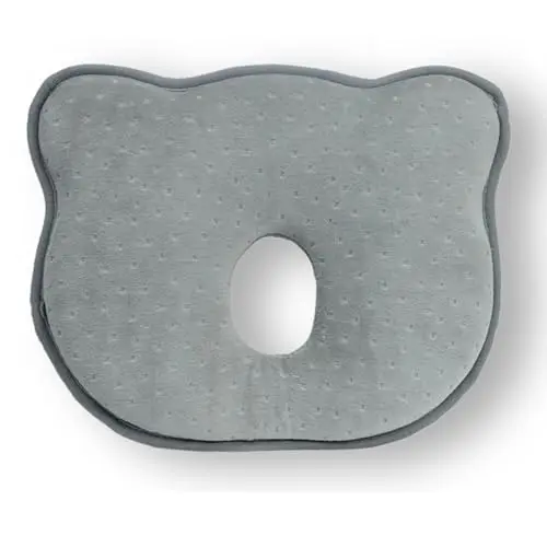 PookSter grey bear-shaped memory foam pillow for infants