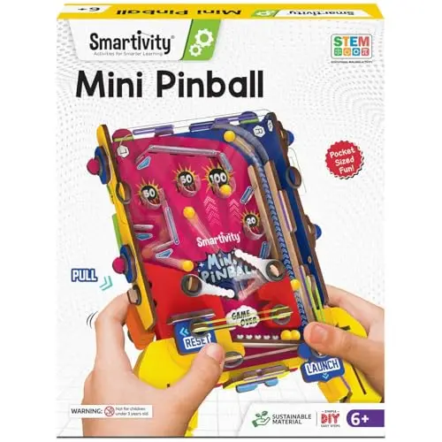 Smartivity DIY wooden mini pinball machine kit pieces