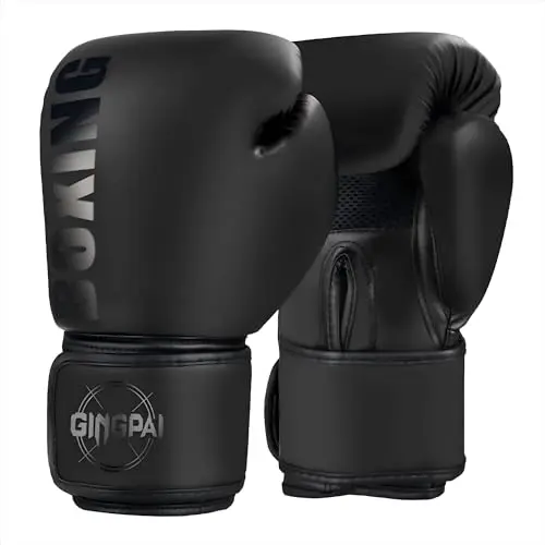 GINGPAI BOXING black and gold boxing gloves with mesh palm