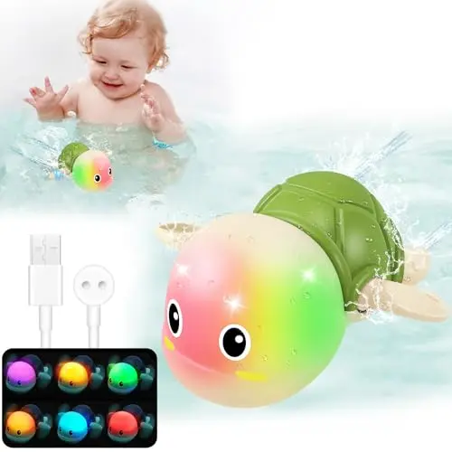 Gigilli rechargeable motorized light-up swimming turtle bath toy