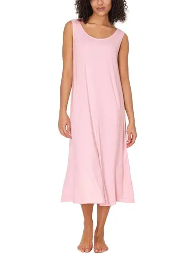 GYS sleeveless scoop neck nightgown with pockets in pink
