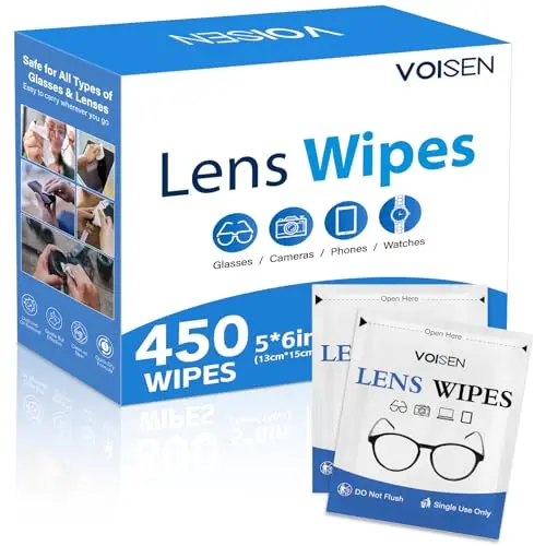 Large package of VOISEN pre-moistened lens cleaning wipes