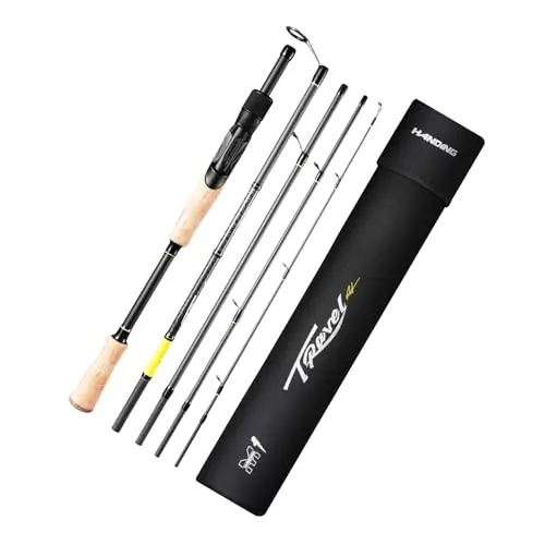 HANDING M1 multi-piece travel spinning rod with cork handle and protective sleeves