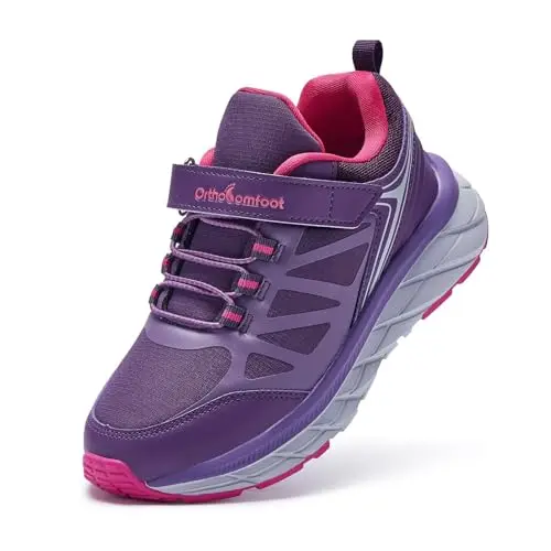 Purple orthopedic sneakers for kids with leisure mesh fabric and arch support