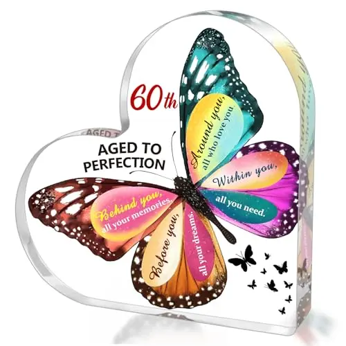 SUEHHYY clear acrylic heart-shaped 60th birthday cake topper
