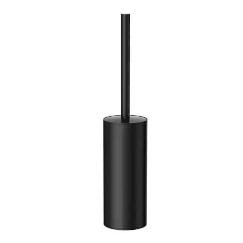 dearocean matte black toilet brush set with stainless steel base and splash guard