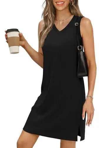 Sleeveless V-neck sundress with side slits
