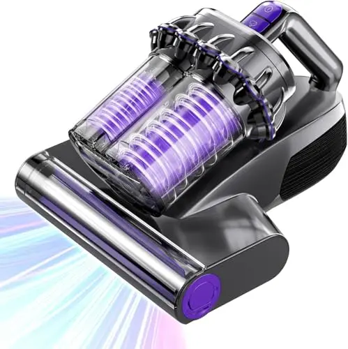 VOCESOR gray handheld UV bed vacuum cleaner for sofas and mattresses.