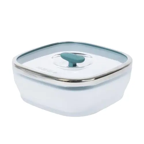 Anyday 5.5-Cup Square Glass Food Storage Dish with Glass Lid in Kale Color