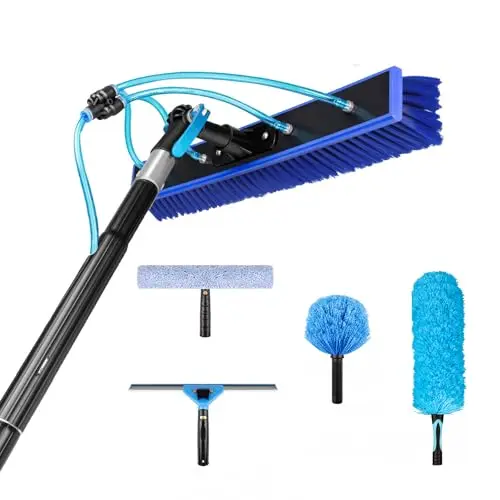 My Dilante blue water-fed window cleaning pole kit with brush and multiple attachments