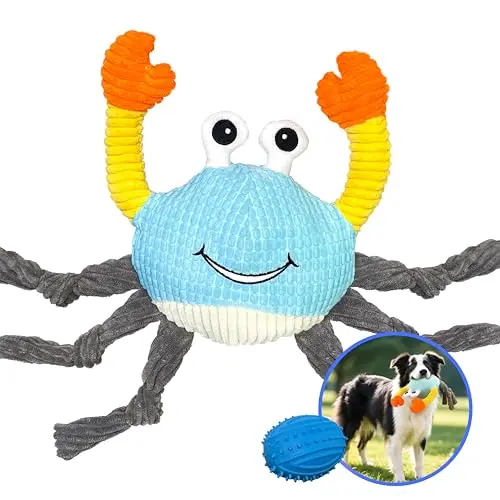 GUKCO crab plush dog toy with hidden squeaky ball inside