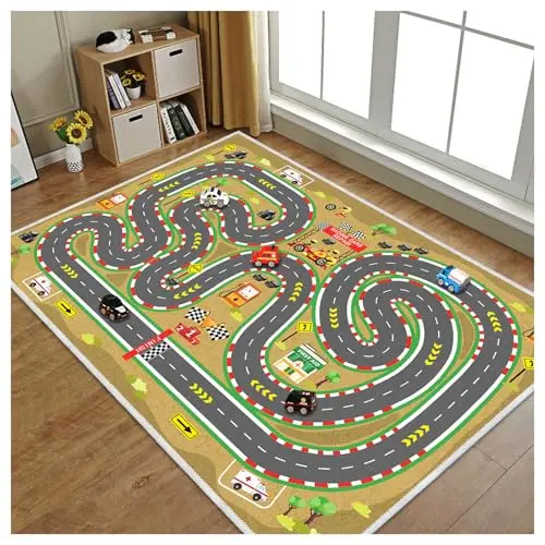 Soofteilliv desert mirage race track playmat rug with winding roads