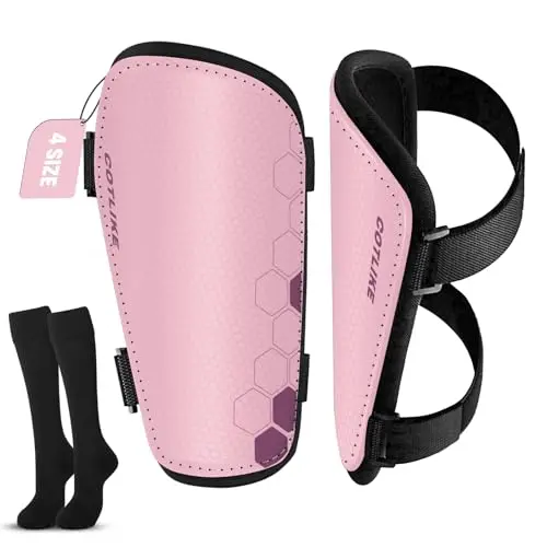 COTLIKE soccer shin guards and long socks bundle for kids