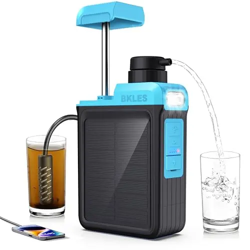 BKLES 3-in-1 Solar Electric Water Filter with hand pump