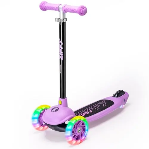 Ziffy 3-wheel scooter for kids with purple color and LED light-up wheels