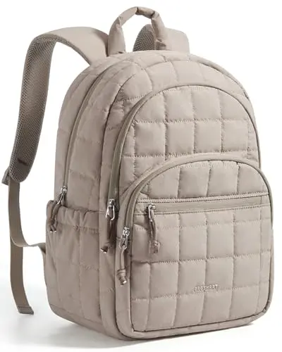 BAGSMART Camel Quilted Travel Backpack for women