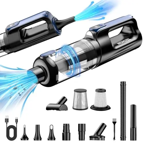 MONOZEL blue cordless car vacuum and air duster with LED light