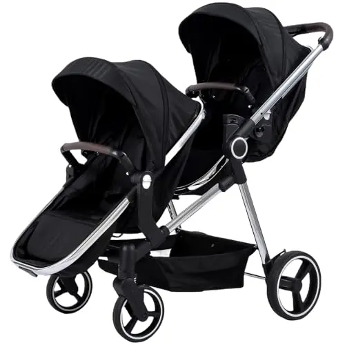 TALENBEEN foldable tandem double stroller that converts to a single