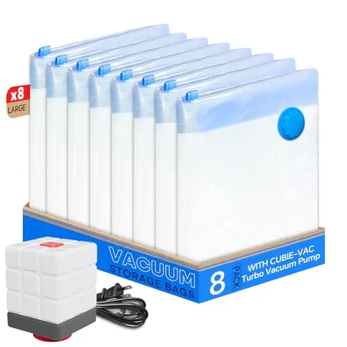 Vacbird 22 pack vacuum storage bags with compact electric pump