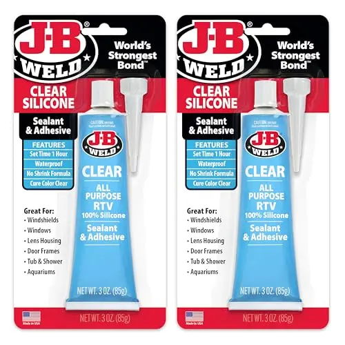 J-B Weld Clear RTV Silicone Sealant and Adhesive in two 3 oz tubes