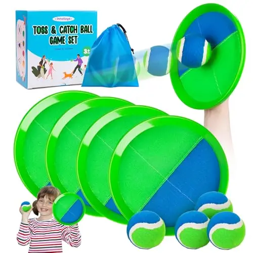 Innotoys toss and catch ball game set with four paddles and balls in storage bag