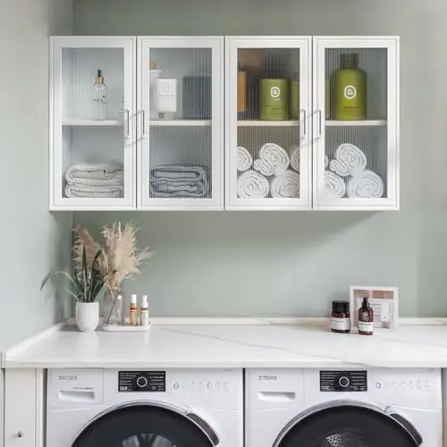 FIMELLO set of two wall cabinets with clear acrylic doors