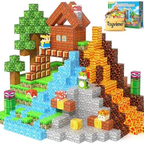 100 piece magnetic building blocks in vibrant colors