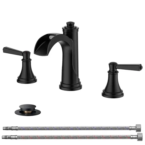 FORIOUS matte black waterfall bathroom faucet with brass construction
