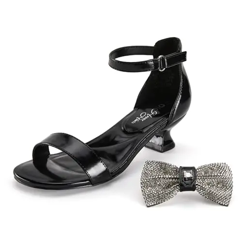 PATPAT girls sandal heels with removable bow in white