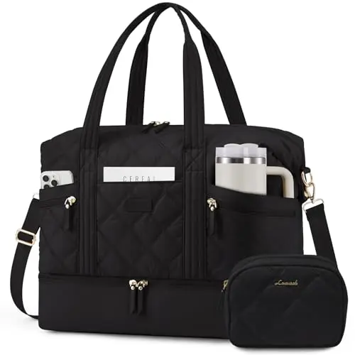 LOVEVOOK black puffer-style lightweight duffle bag