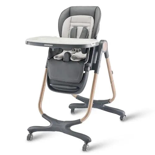 Hagaday gold and grey foldable high chair with four wheels
