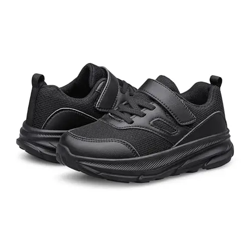 Vibdiv all-black laceless knit sneakers for toddler boys and girls