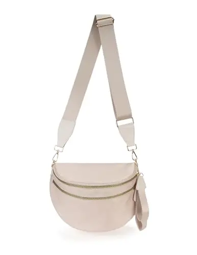 FEIBOON Beige Spacious Nylon Crossbody Bag