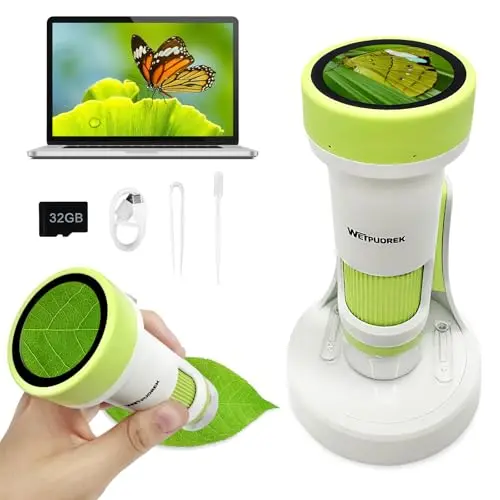 Wetpuorek green handheld digital microscope with tripod and TF card