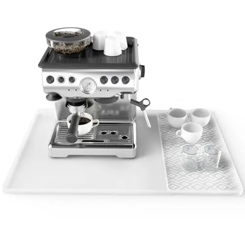 EWX Silicone Coffee Mat in translucent color on a kitchen counter