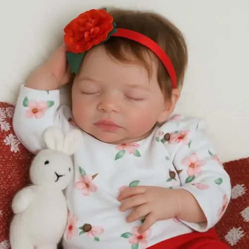 SCOM 20-inch realistic sleeping reborn baby doll girl with soft cloth body and vinyl limbs