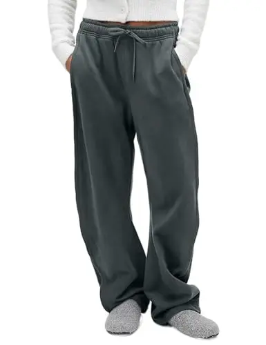 FAIABLE Wide Leg Barrel Sweatpants in Dark Grey, showing a relaxed fit with wide legs and pockets